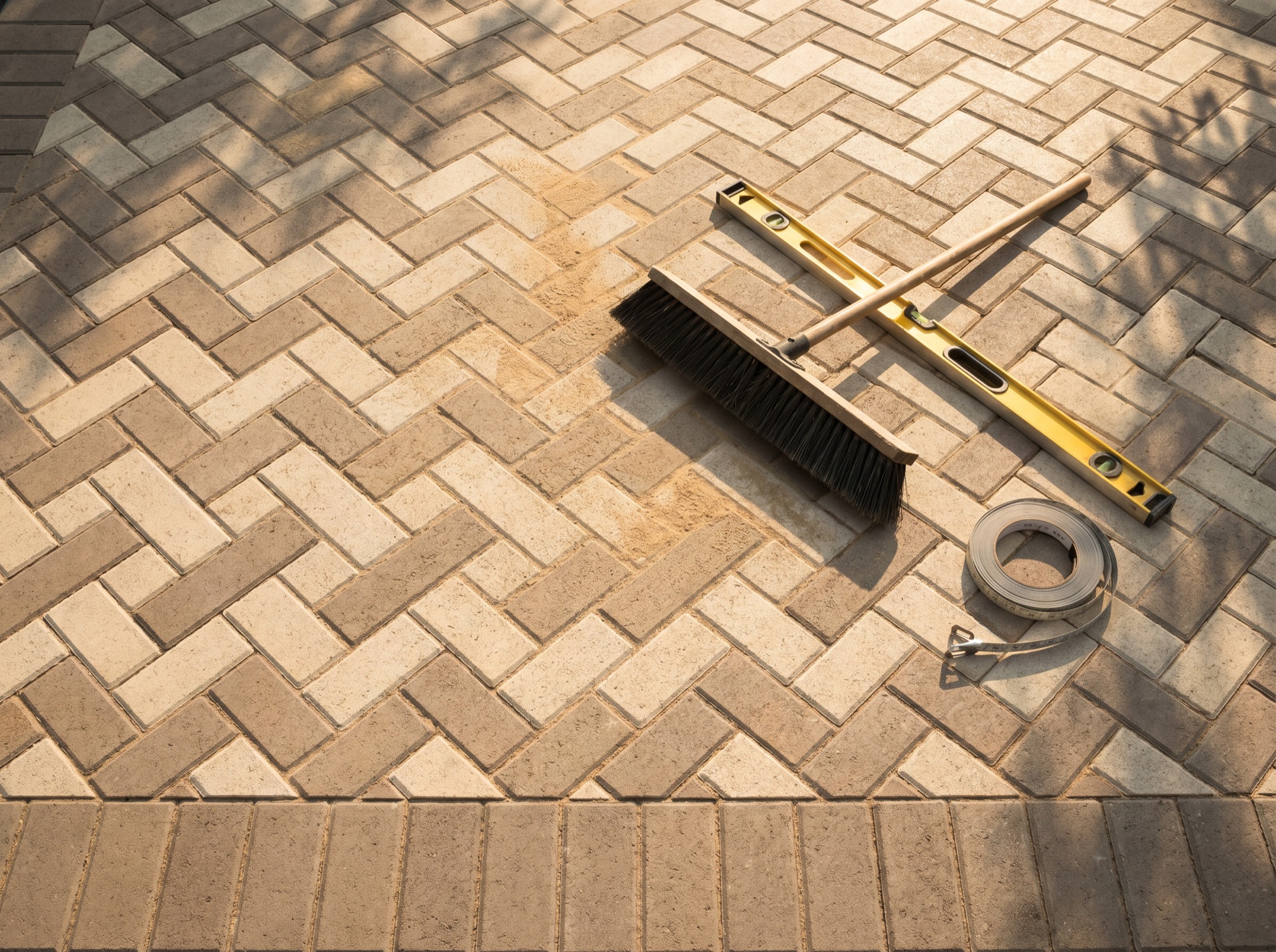 Herringbone paver driveway, 2026 install