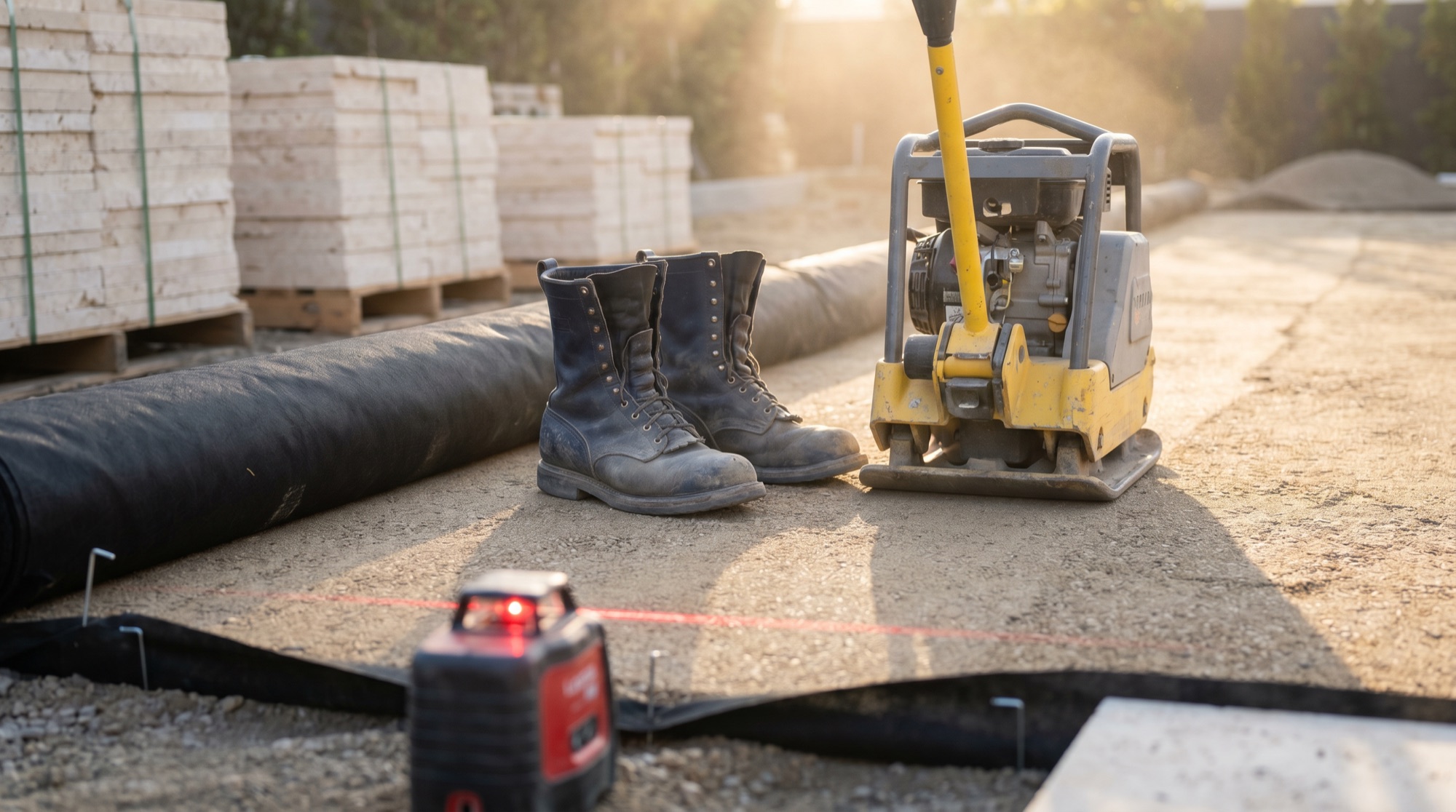Class II road base compacted in 4-inch lifts