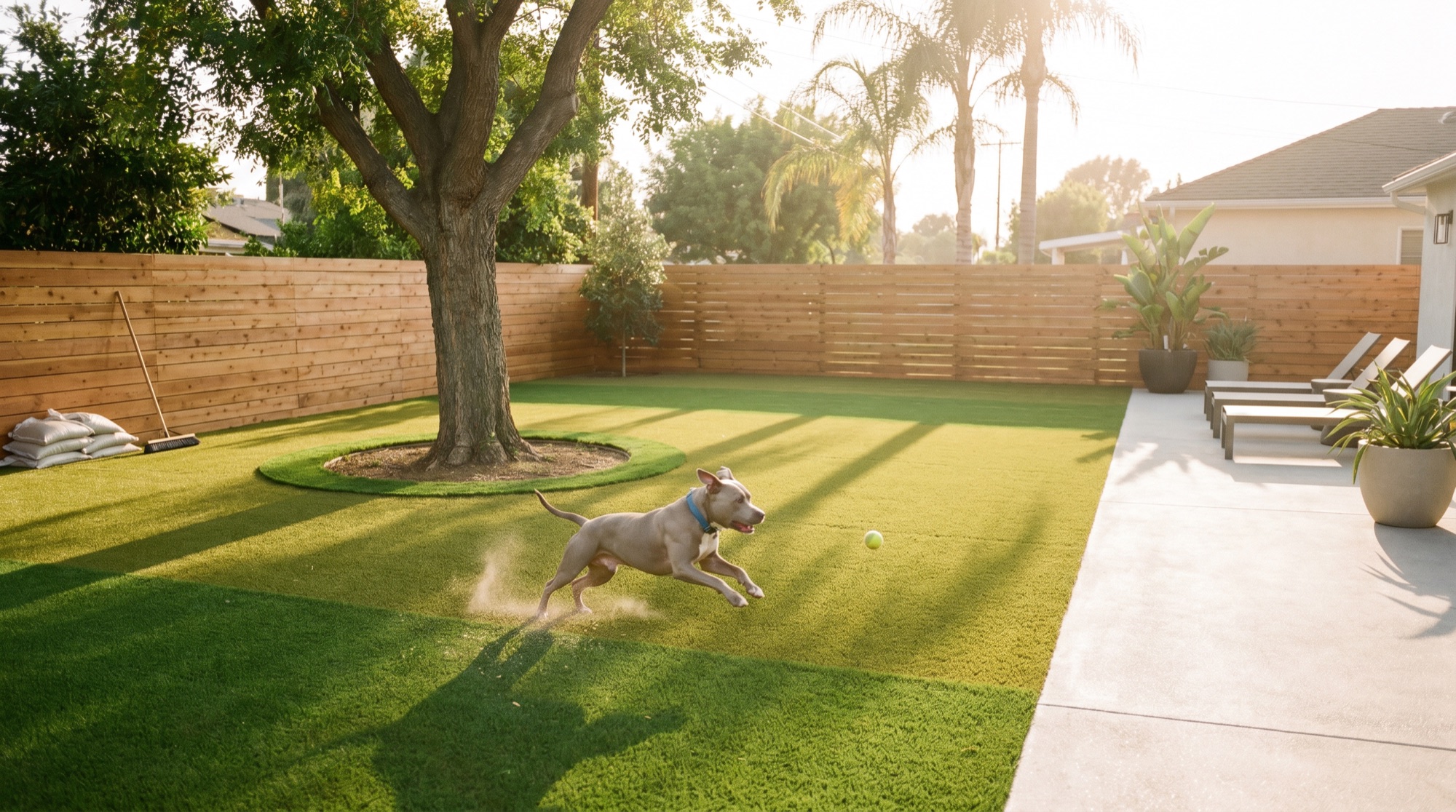 Pet-safe artificial turf installation in Westchester, 1,400 square feet